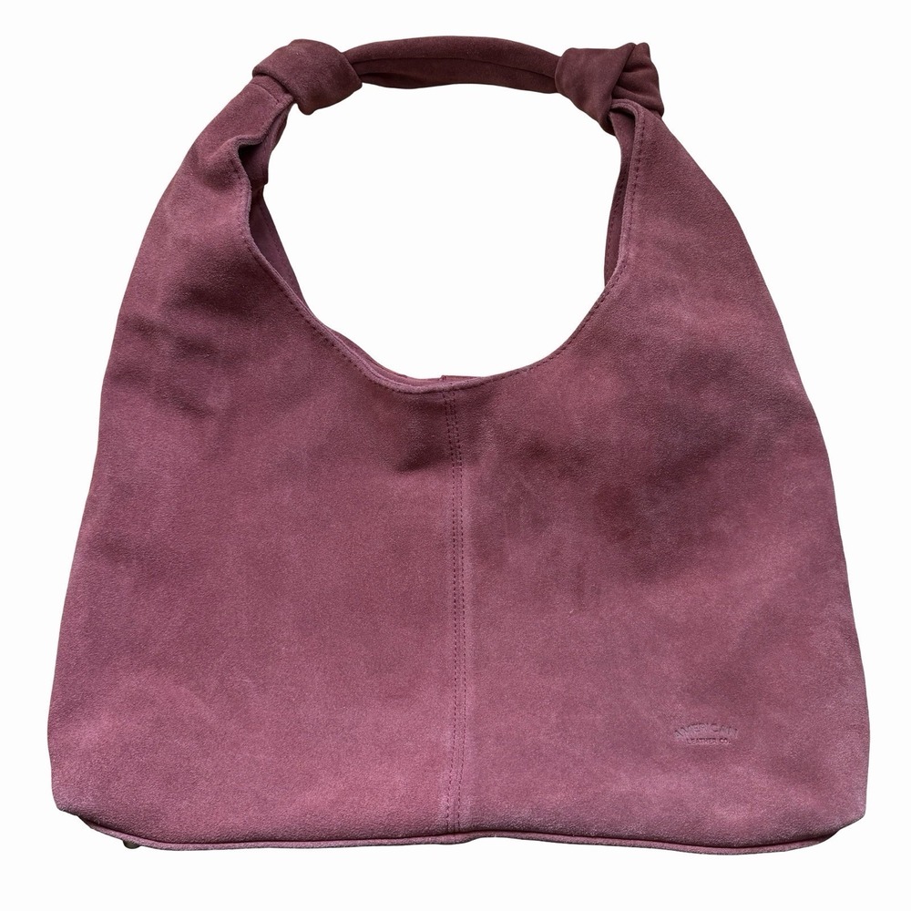 American Leather Co Gables Hobo Suede Shoulder Bag in Cordovan Red Slouchy Purse